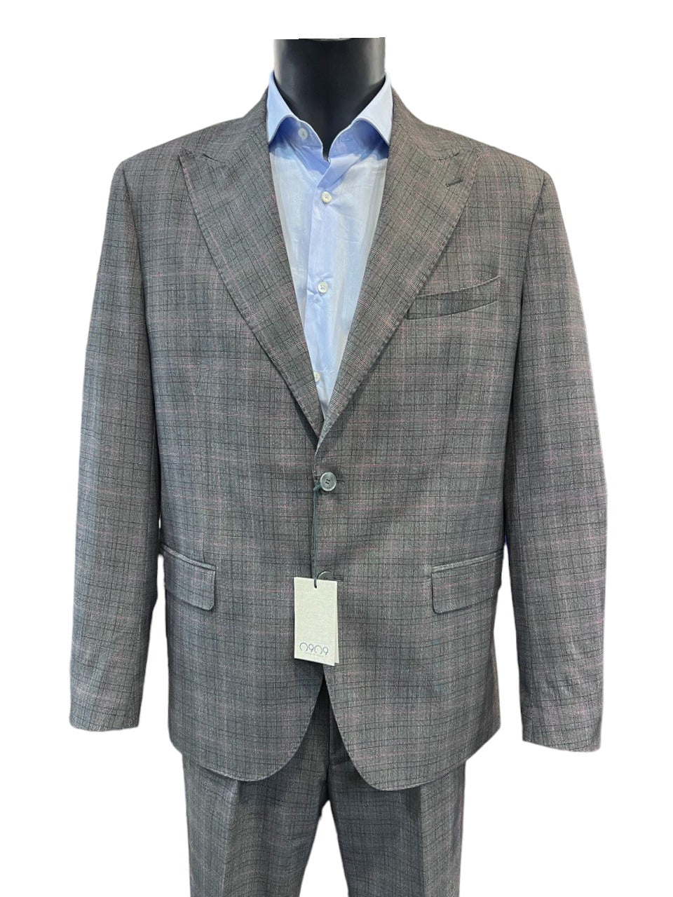 Suit 0909 Men - Gray with burgundy stripes